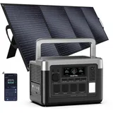 OUKITEL P1000 Plus Tragbare Powerstation mit 400W Solarpanel, 1024Wh LFP Batterie Backup mit 4x1800W AC Ausgäng, Schnellladung von 0-80% in 40 Mins Solar Generator, Notstromaggregat für Camping
