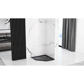 REA Duschkabine Diamond 80 x 80 cm rechts 195 cm schwarz transparent