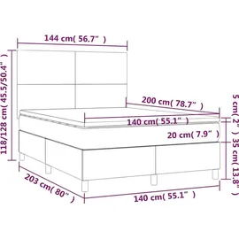 vidaXL Boxspringbett 140 x 200 cm Dunkelgrün