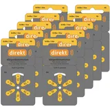DIREKT Hörgerätebatterien Typ 10 Gelb - Zink-Luft Batterien für Hörgeräte - PR70 P10 ZL4-1,45 V - Made in Germany - 60 Stück im Sparpack
