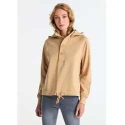 Lois Jeans für Damen. 464632656 Abnehmbares Kapuzensweatshirt mit braunen Knöpfen (M), Lässig, Baumwolle, Langarm