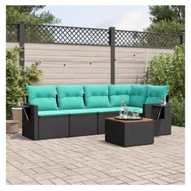 vidaXL Gartensofa-Set 6-tlg. Loungesofa schwarz