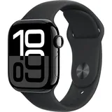 Apple Watch Series 10 GPS + Cellular 42 mm Aluminiumgehäuse diamantschwarz Sportarmband schwarz S/M