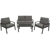 DEGAMO Loungeset Gartenset VANCOUVER Aluminium anthrazit, Polster grau, wetterfest, Outdoor
