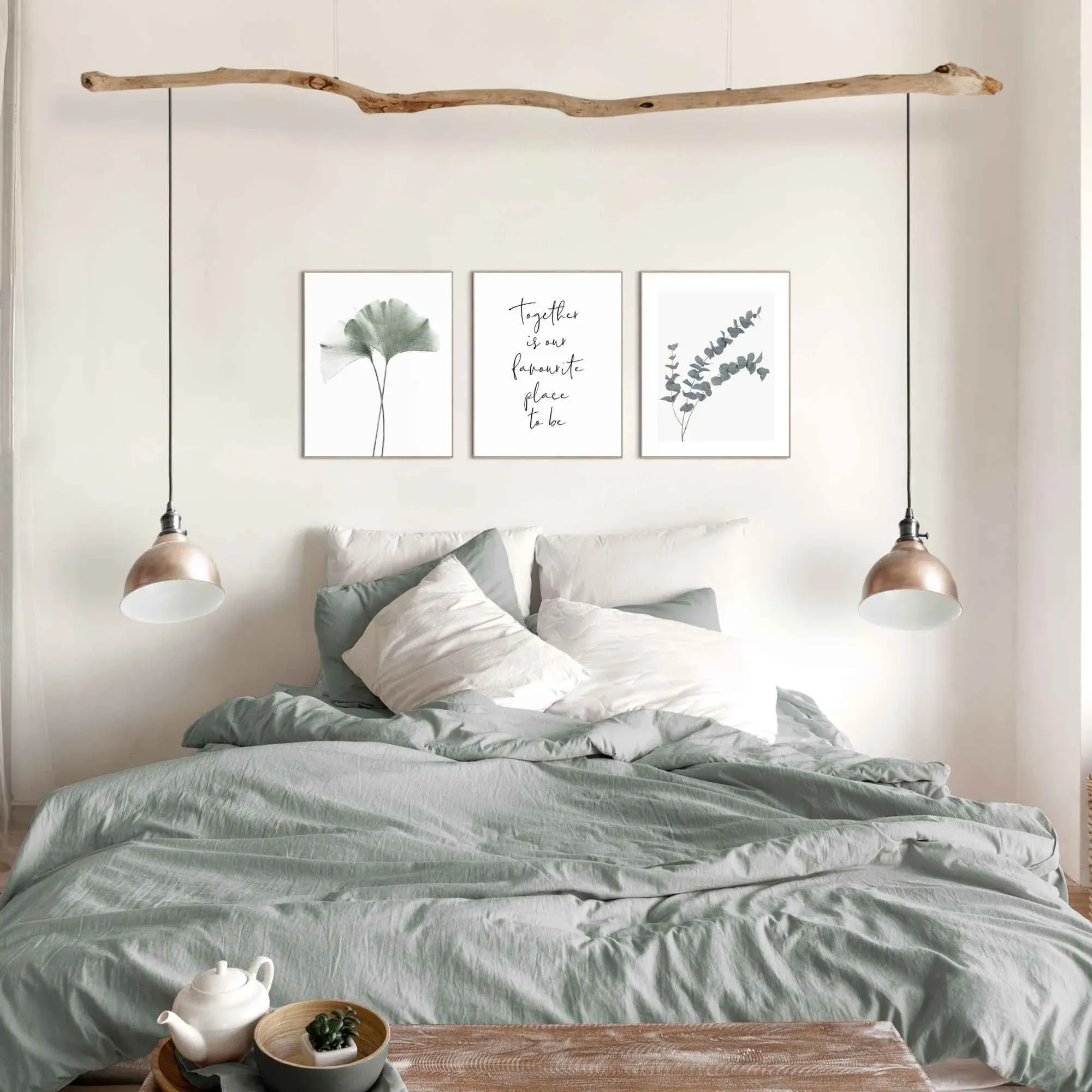 Reinders! Wandbild »Zusammen Eukalyptus - Pflanze - Ginkgo - Natur - Liebe«, (3 St.) Reinders! grün