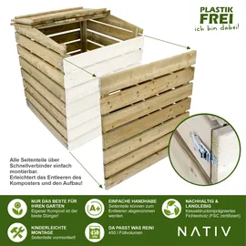 NATIV Garten Komposter Holz mit Deckel