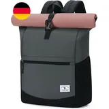 VX VONXURY Rolltop Rucksack Damen Stylish 15,6 Zoll Laptop Rucksack Wasserdicht