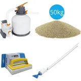 Bestway - Poolsauger AquaCrawl & Sandfilterpumpe 5678 L/u & Filtersand 50 kg & WAYS Scheuerbürste