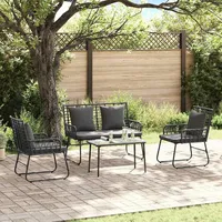 vidaXL Gartenmöbel Set 4-tlg. Schwarz/Anthrazit