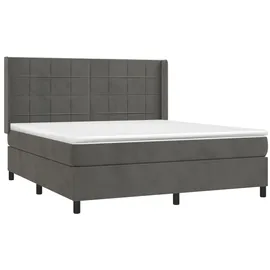 vidaXL Boxspringbett mit Matratze & LED Dunkelgrau 160x200 cm Samt