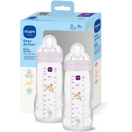 MAM Easy Active Babyflasche | 4+ Monate | Stillfreundliche Milchflasche | Trinkflasche für Babys mit Sauger Größe 2 aus SkinSoft Silikon | 330 ml | Tiger