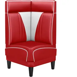 Diner Eckbank | Rot | B:H 60 x 123 cm | V-Steppung | Leder | Eckbank American, American Diner Sitzbank, American Dinerbank, American Diner Möbel