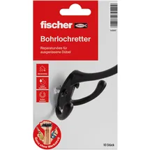 Fischer Bohrlochretter, Reparaturvlies für ausgerissene Dübel in Weiß, Ausbesserung ausgerissener Bohrlöcher, erneute Befestigung von Dübeln in Baustoffen wie Holz, Beton & Gipskarton, 10 Stück
