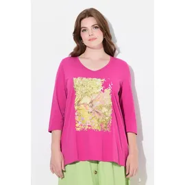 Ulla Popken Damen große Größen Übergrößen Plus Size Shirt, Natur-Motiv, A-Linie, V-Ausschnitt, 3/4-Arm sommerbeere 58+ 835212810-58+ - 58-60