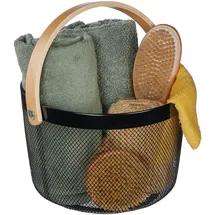 Relaxdays Drahtkorb Aufbewahrungskorb rund mit Henkel 28 x 26 x 30 cm schwarz