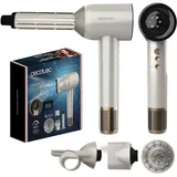 Cecotec Haartrockner mit bürstenlosem Motor und Plasmatechnologie DryGlam Waves Champagne. 1600W, 110000RPM, 4in1 Aufsätze, Coanda-Effekt, Digitalanzeige, Intelligente Wärmekontrolle, Speicherfunktion