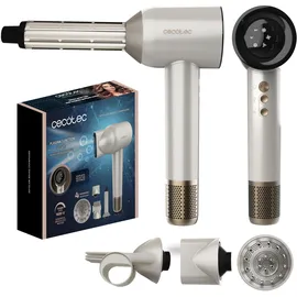 Cecotec Haartrockner mit bürstenlosem Motor und Plasmatechnologie DryGlam Waves Champagne. 1600W, 110000RPM, 4in1 Aufsätze, Coanda-Effekt, Digitalanzeige, Intelligente Wärmekontrolle, Speicherfunktion
