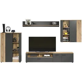 trendteam Esteban TV-Lowboard 210 x 43 x 41 cm Grau/Eiche Spanplatte