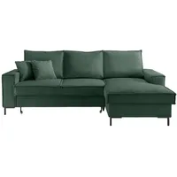 Livetastic Ecksofa, Dunkelgrün, Textil, Uni, 4-Sitzer, Füllung: Schaumstoff, L-Form, 240x150 cm, Liegefunktion, seitenverkehrt erhältlich, Schlafen auf Sitzhöhe, Rücken echt, Wohnzimmer, Sofas & Couches, Wohnlandschaften, Ecksofas