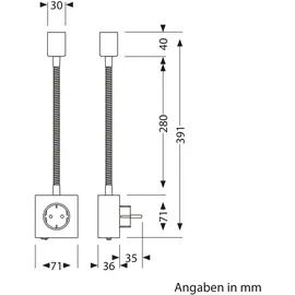 ledscom.de Steckdosenleuchte/Leselampe LESCH, Schwanenhals, Schalter, schwarz, 1x GU10 max. 10W