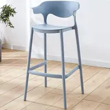 DIBAKO Kunststoff Barstuhl Barhocker 65cm 75 cm Tresenhocker Stapelbar Hocker Küchenstuhl Mit Lehne Bistrohocker Küchenstühle Für Bistro Café Küche (Color : 30inch(75cm), Size : Blue)
