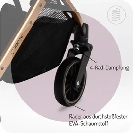 MOMI ESTELLE Buggy Dunkelgrau leicht, kompakt – verstellbares Verdeck - Schwarz, Gold, Grau