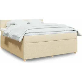 vidaXL Boxspringbett mit Matratze Creme 180x200 cm Stoff