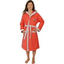 Wörner Kinderbademantel Freedom, Langform, Baumwoll-Webfrottier, Kapuze, Gürtel, mit Stickerei, mit Taschen, maschinenwaschbar, trocknergeeignet rot 140 | 85 cm