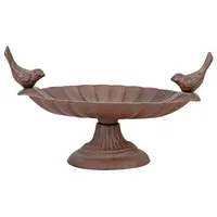 Esschert Design Vogeltränke mit 2 Vögeln, Vogelbad, Vogelfutterstation