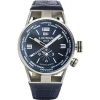 Locman Herrenuhr Montecristo World Dual Time" in Blau |