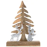 mvg voglrieder möbelcollection gmbh Weihnachtsbaum mit Hirsch u. Engel 20 x 27 cm Braun