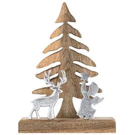 mvg voglrieder möbelcollection gmbh Weihnachtsbaum mit Hirsch u. Engel 20 x 27 cm Braun