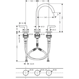 Hansgrohe Axor One 3-Loch chrom 48050000