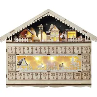 EMOS LED Adventskalender aus Holz, 40x50 cm, 2x AA, Innen, warmweiss, Timer, DCWW01