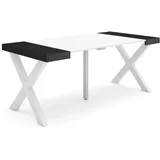 SKRAUT HOME Ausziehbarer Konsolentisch 180x90x73cm Schwarz und Weiß