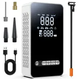 Ipflin Elektrische Luftpumpe, 150 PSI Tragbare Akku Kompressor 12V 5000mAh, Wiederaufladbarer Luftpumpe Fahrrad mit LED-Licht, Elektrische Fahrradpumpe für Auto, E-Bike, Motorrad