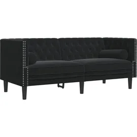 vidaXL 2-tlg. Chesterfield-Sofa-Set mit Nackenrollen Schwarz Samt