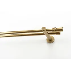 Gardinenstange GARESA "PANDRI", gold (mattgoldfarben), L:120cm Ø:20mm, Holz, Metall, Gardinenstangen, Vorhanggarnitur, verlängerbar, gerader Knopf mit Ausschnitt