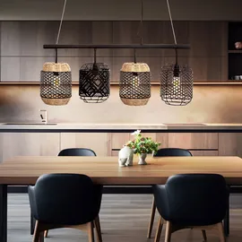 Nowa Rattan 4-flg. 74 cm schwarz Holzgeflecht