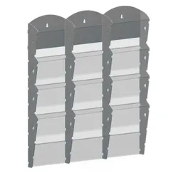Wand-Plastikhalter für Prospekte - 3x4 A4, grau