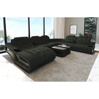 Sofa Dreams Wohnlandschaft Polster Stoff Sofa Couch Elegante A XXL Form Stoffsofa, wahlweise mit Bettfunktion grün|schwarz