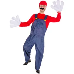 tectake® Herrenkostüm super Klempner Mario