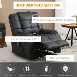 Homcom Massagesessel Fernsehsessel Kunstleder 94 x 99 x 99 cm Schwarz elektrisch