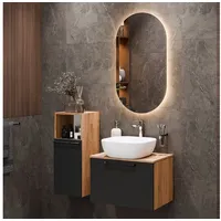 Planetmöbel Waschtischunterschrank Astra 60 cm gold eiche / anthrazit