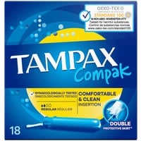 Tampax Compak Tampons mit Applikator 18X, Auslaufschutz und Diskretion, fühlen Sie sich sauber