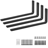 Vevor Regalhalterung, 410 x 155 x 35 mm, 4 Stück, robuste schwebende Regalträger, Halterungen für Regale, 10 mm dicke mattschwarze L-Regalhalterung, Regalhalter aus Stahl mit 72,6 kg Tragkraft