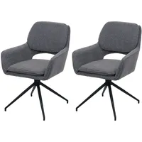 Mendler 2er-Set Esszimmerstuhl HWC-N74, Küchenstuhl, drehbar Auto-Return, Stoff Bouclé