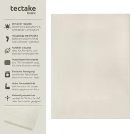 Tectake Kurzflorteppich Soft Zone - creme, 200 x 290 cm