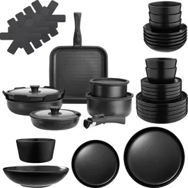 Tectake Küchenstarterset Topf-Set 41-tlg. Töpfe + Geschirr
