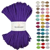 Sznurkomania, Geflochtene Baumwollkordel 3mm 100m, 46 Farben, Häkelkordel, Makramee Kordel, Makramee Garn, Premium Garn, Makramee Seil, (Pflaume)